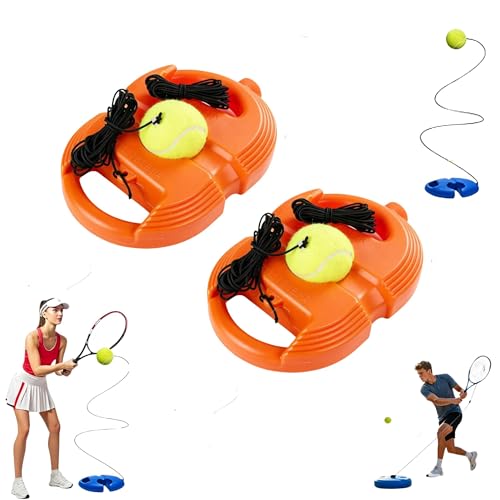 2026 Tennis Balls Training Baseboard, Tennis Rebounder with Weighted Base, Tennis Trainer Balls with String, Portable Tennis Trainer for Home, Tennis Practice Kit for Backyard - color: Orange_2pcs