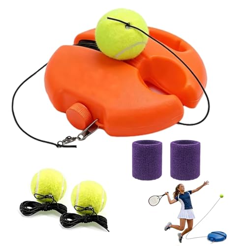 Solo Tennis Trainer Rebound Ball with String and Fillable Base, Portable Tennis Training Kit for Self Practice, Improve Swing and Footwork, for Beginners and Adults - color: Orange, size: With 2 Balls