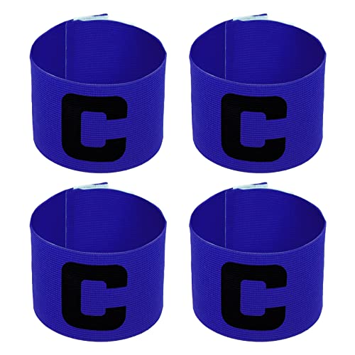 PATIKIL Soccer Captain Armband, 4 Pcs Nylon Elastic Protective Arm Badge for Youth Adult Team Training - color: Blue
