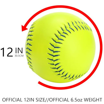 Tebery 6 Pack 12 Inch Sports Fastpitch Softballs Official Size and Weight, Unmarked & Leather Covered Training Ball for Games, Practice and Training