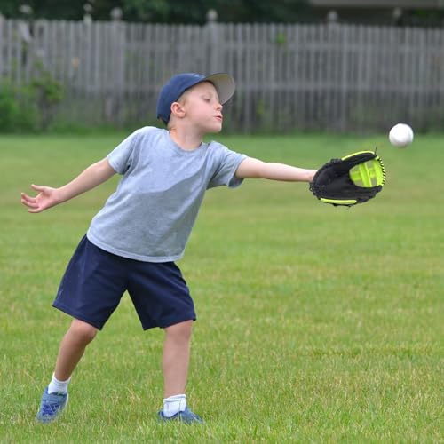 Baseball Glove, Softball Glove, Baseball Mitt, 10.5''-12.5'' for Youth Adult Training and Beginner Play, Synthetic Leather Outfield Mitts, Right Hand Throw - color: Black,Green, size: 10.5"