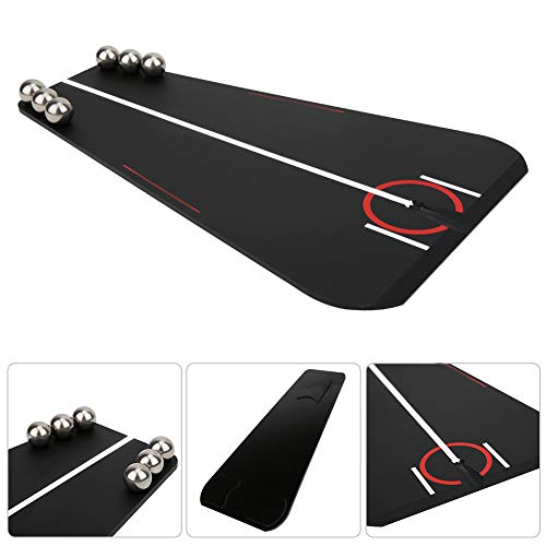 Golf Putting Practicing Device, Golf Swing Trainer with Alignment Line, Golf Putting Training Aid for Indoor Outdoor Practice, Includes 6 Steel Beads and Storage Box, Compact Size