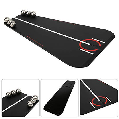 Golf Putting Practicing Device, Golf Swing Trainer with Alignment Line, Golf Putting Training Aid for Indoor Outdoor Practice, Includes 6 Steel Beads and Storage Box, Compact Size