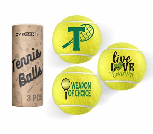 Tennis Gifts, Personalized Tennis Ball, Set of 3 Unique Tennis Balls with Gift Package, Perfect for Tennis Teammate, Partners - Initial - color: Initial-T