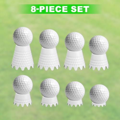 8pcs Golf Simulator Tees, 8 Size 0.4-2in/1-5cm Height Durable Plastic Golf Hitting Off Mats Tees Accessories for Indoor Outdoor Sim Practice Training Turf Driving Range (White)