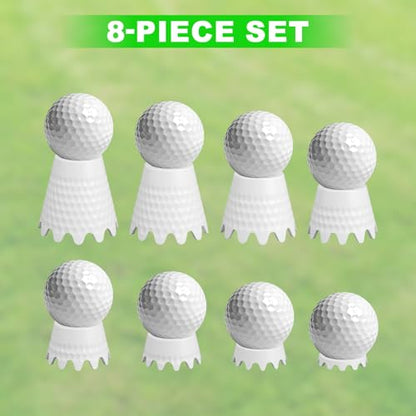 8pcs Golf Simulator Tees, 8 Size 0.4-2in/1-5cm Height Durable Plastic Golf Hitting Off Mats Tees Accessories for Indoor Outdoor Sim Practice Training Turf Driving Range (White)
