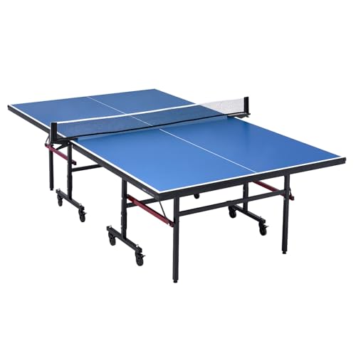 VEVOR Ping Pong Table, Professional Table Tennis Game, Indoor MDF Portable Table Tennis Table, Foldable Ping Pong Table with Quick Clamp Net and Lockable Wheel, 10 Minute Easy Assembly, 25mm Tabletops