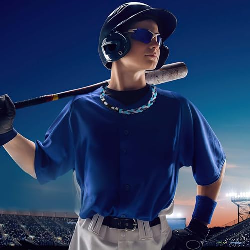 Willtok Premium 18inch Baseball Necklace w/Nylon Tri-Braided Rope Tornado Design - color: White Navy Orange