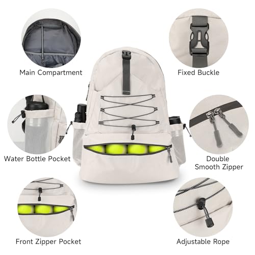SANLIKE Pickleball Bag Backpack for Men Women，Large Pickle Ball Paddle Bag Fits 2 to 4 Paddles,Sports Duffle Bags with Shoe Compartment and Pocket - color: White