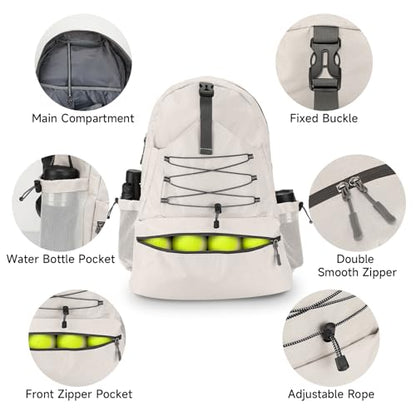 SANLIKE Pickleball Bag Backpack for Men Women，Large Pickle Ball Paddle Bag Fits 2 to 4 Paddles,Sports Duffle Bags with Shoe Compartment and Pocket - color: White