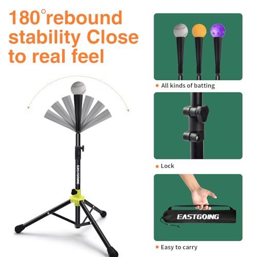 Heavy Duty Baseball and Softball Portable Travel Batting Tee.Adjustable Height|Portable|Collapsible. Baseball Hitting Tee for Any Age Player Practice - color: black-Tee