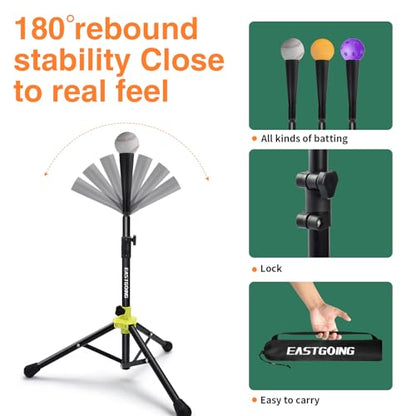 Heavy Duty Baseball and Softball Portable Travel Batting Tee.Adjustable Height|Portable|Collapsible. Baseball Hitting Tee for Any Age Player Practice - color: black-Tee