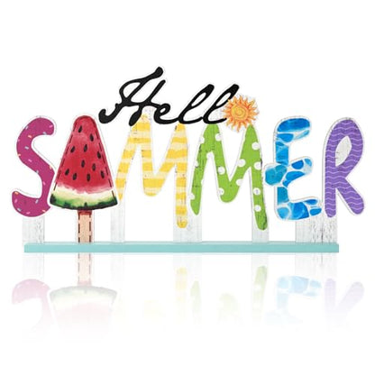 Smile Summer Indoor Decorations Wooden Decor, Hello Summer, Word Sign for Home Tabletop Centerpiece Mantel Shelf Fireplace - style: Letter Summer