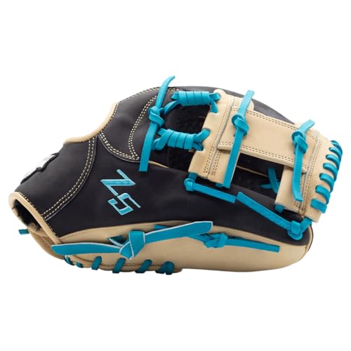 SSK Z5 Craftsman Infield Baseball Glove – 11.25” - 11.5” - 11.75” - 12” – Right & Left Hand Throw - color: Black/Camel/Electric Blue, size: 11.5" - Right Hand Throw