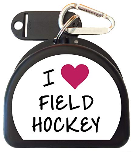 Field Hockey Mouth Guard Case Mouthguard Case, Retainer Case - I Love Field Hockey - color: Black