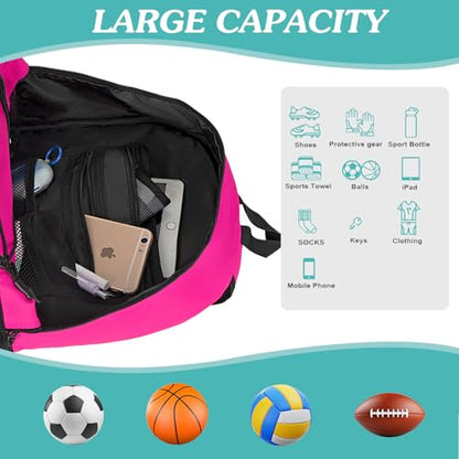 WOLT Soccer Backpack Soccer Bag with Ball Holder & Shoes Compartment, Sport Equipment Bags For Football, Basketball, Volleyball, Gym - color: Pink