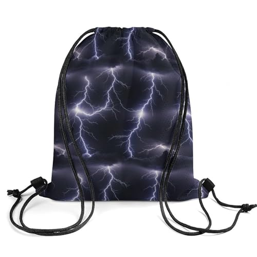 Sports Drawstring Bag Gym Sackpack Waterproof String Backpack for Running Training Fitness Men Women Unisex, Lightning Flash Pattern Bags - color: Picture (369)