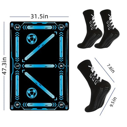 Premium Soccer Training Mat with Video Guide - Non-Slip Soccer Footstep Practice Pad for Indoor & Outdoor - Ultimate Ball Control Equipment to Improve Dribbling Skills - color: 47.3*31.5
