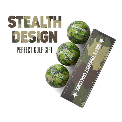 Shanker Camo Golf Balls – Funny Camouflage Prank Gift with Sayings (3-Pack) – The #1 Challenge in Golf – Novelty Gift for Golfers