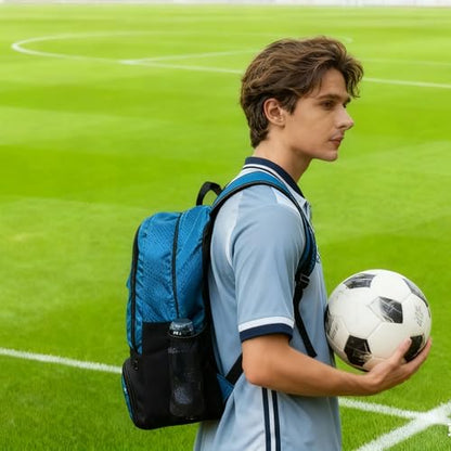 Soccer Ball Bag-Backpack for Basketball,Volleyball with Cleat Shoes and Ball Compartment for Sports Team,Trainning - color: Blue