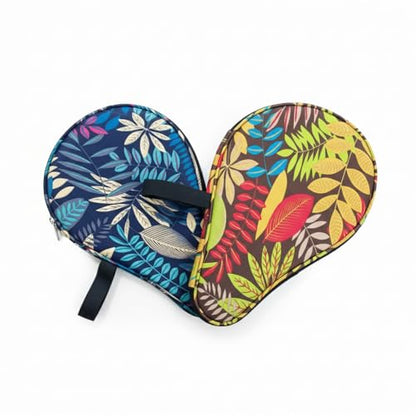 Colorful Table Tennis Racket Cover Ping Pong Paddle Bag Table Tennis Racket Case - color: Blue+Yellow Leaf