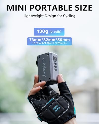 dwndpump Mini Bike Pump with Gauge, 120 PSI Electric Bicycle Pump, Rechargeable Bike Air Pump Portable, Auto Shut Off, with Presta and Schrader Valves, for Road Bike, Mountain Bike, Sports Balls