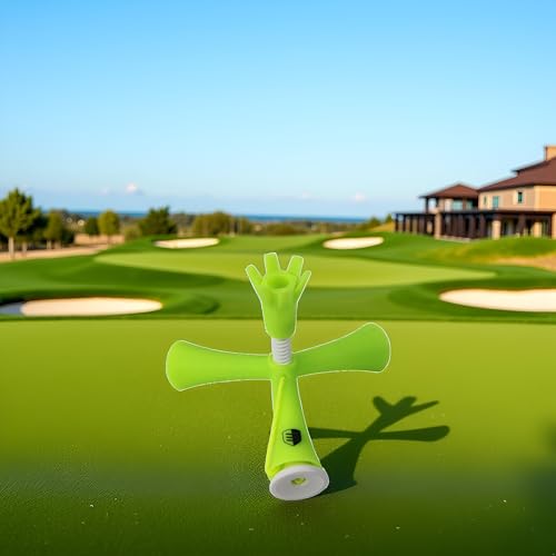 Green Portable Golf Tee Adjustable ABS Anti-Flying Tripod Multifunctional Pin-up Reduce Side Spin for Training Court Clubs Practice and Driving Range Mats Golf Tees On-Course Accessories