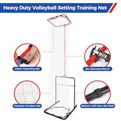 Volleyball Setter Trainer Net 8 Adjustable Heights,Sturdy and Durable 130inch Volleyball Setter Training Equipment 6 Adjustable Angles for Serving,Spiking,and Setting Training