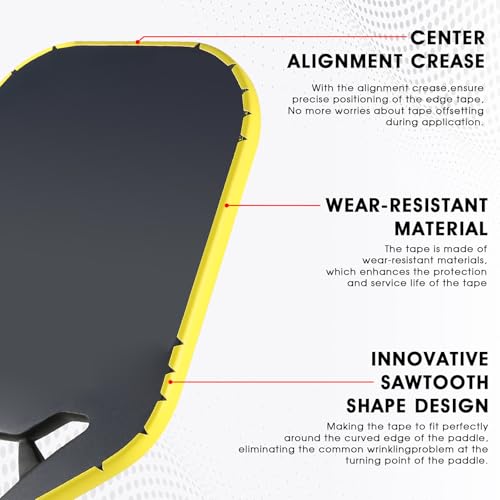 PICKLETECH Pickleball Paddle Protection Tape - Paddle Head Edge Guard - Racket Edge Protection Tape -Fit Perfectly Curved Edge -No Wrinkling - color: Yellow, size: Width 20mm