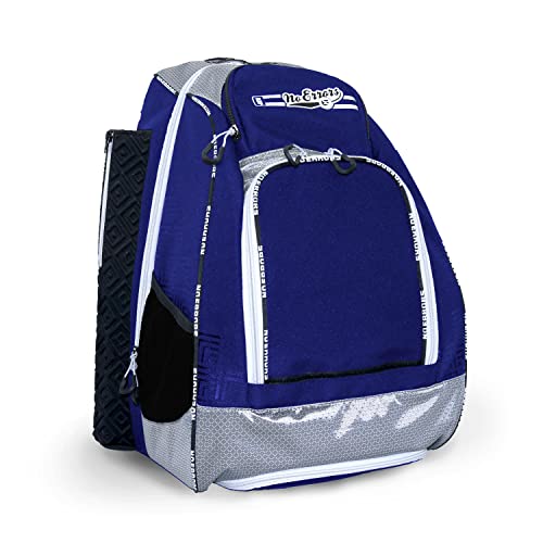 No Errors Sports RBP Rookie Baseball and Softball Backpack - Youth Baseball and Softball Bat Bag with Fence Hooks - Baseball and Softball Equipment Bag for Kids - color: Royal