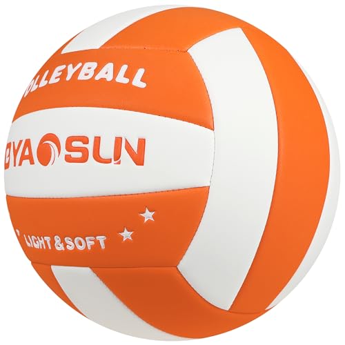 Light Soft Volleyball -Lightweight Touch Volleyball for Indoor Outdoor Beach,Size 5 Volleyball for Beginners Kids Youth Teen Boys Girls(Orange White)