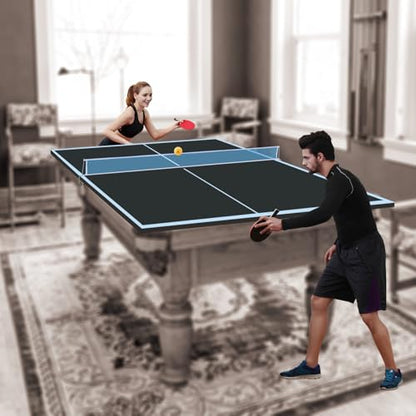 7/8/9ft Mid-Size Ping Pong Conversion Top with Net Set for Billiard and Pool Tables - Regulation Top Converts Billiards into Ping Pong Table Blue/Green/Black