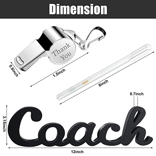 Yalikop 3 Pcs Coach Gifts Football Coach Wood Sign Thank You Whistle Marker Pen Stainless Steel Whistle with Rope for Men Women Soccer Baseball Volleyball Sports Gifts - style: Elegant Style