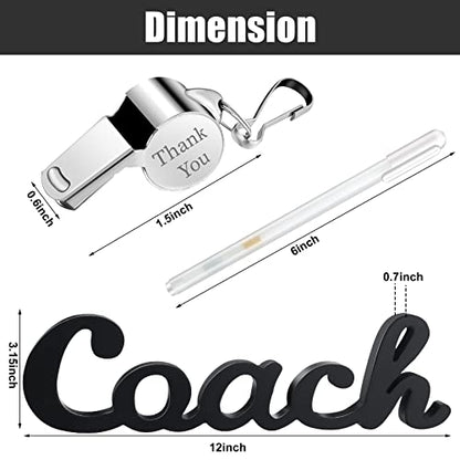 Yalikop 3 Pcs Coach Gifts Football Coach Wood Sign Thank You Whistle Marker Pen Stainless Steel Whistle with Rope for Men Women Soccer Baseball Volleyball Sports Gifts - style: Elegant Style