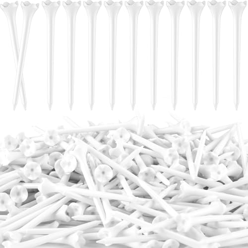 Soulchen 500 Pack 3-1/4 Inch Plastic Golf Tees - 4-Prong Curved Design for Longer Drives Low Spin & Low Friction Tees Bulk with Optimized Shaft Strength & Flexibility for Driving Range