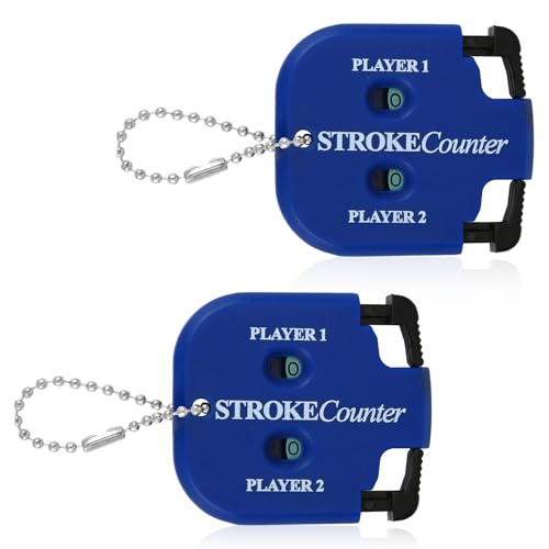 2pcs Golf Stroke Counter, Mini Golf Score Keeper Handy Portable 2-Player Shot Clicker Scorekeeper with Key Chain for Different Kinds of Competitions and Games (Blue)