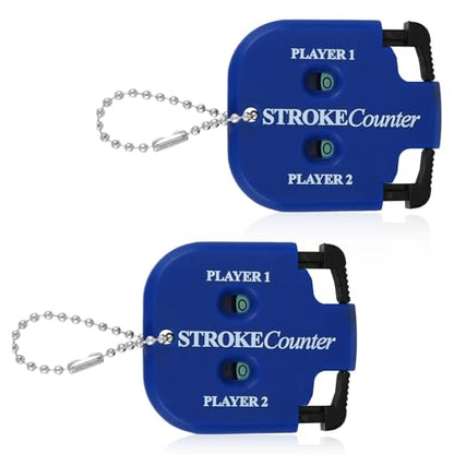 2pcs Golf Stroke Counter, Mini Golf Score Keeper Handy Portable 2-Player Shot Clicker Scorekeeper with Key Chain for Different Kinds of Competitions and Games (Blue)