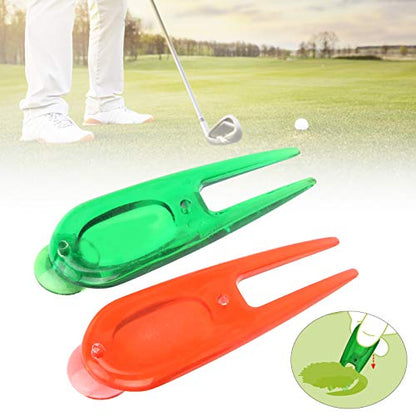 Green Repair Fork, Ball Marker Tool with 4 Red and 4 Green Markers for Divot Fixing