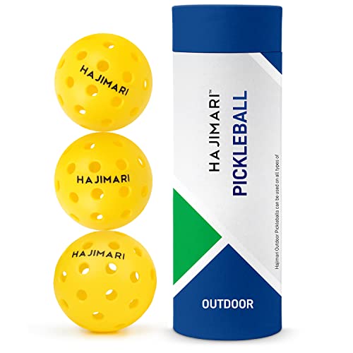 HAJIMARI Outdoor & Indoor Pickleball Balls - 3 Pack of 40-Hole Outdoor Pickleball Balls with Tube | USAPA Approved Pickleball Balls for Competitive Play | Official Pickleball Balls Size 74mm / 26g (Yellow)