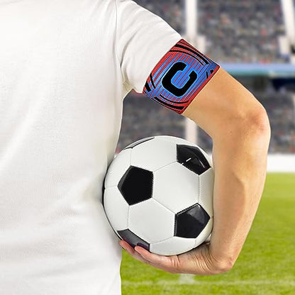 Sports Captain C Arm Band, Unisex Elastic Soccer Captain Armband Adjustable Outdoor Football Player Captain's ArmBands for Youth and Adult - color: Red