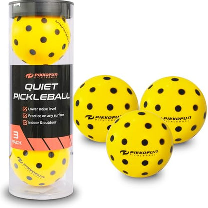 Silent Pickleball Balls - Quiet Foam Pickleballs for Indoor and Outdoor Practice - Includes 3 Balls and Tube - 3 Pack Soft Pickleballs - color: A-Yellow