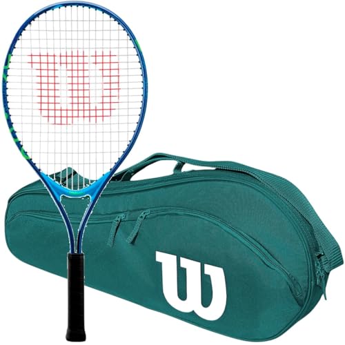 Wilson US Open Junior Tennis Racquet Bundled with an Advantage 2.5 Tennis Bag - Perfect Starter Set for Kids Age 3-10 - color: Green Bag, size: 21 Inch Racquet