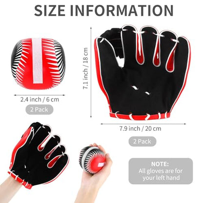 Aodaer 2 Pack T Ball Sets Baseball Glove and Ball Set for Teenager Easy Catch, Yard Lawn Game, Baseball Play - Black and Red