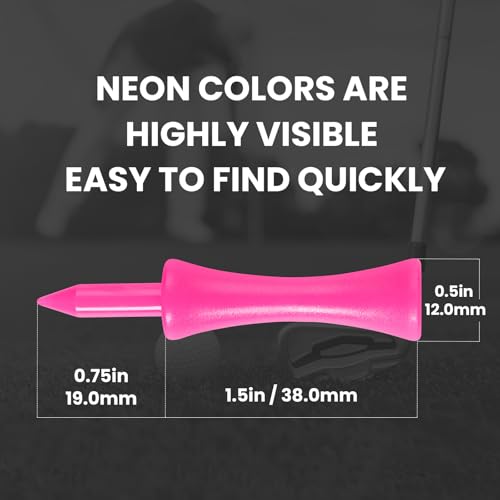 Amy Sport Golf Castle Tees Plastic Consistent Height 2 1/4 Inch Value 100 Pack, Unbreakable Step Down Reusable Tee for Par 3 Holes Practice in Orange Pink Purple - color: Pink