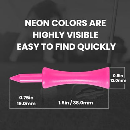 Amy Sport Golf Castle Tees Plastic Consistent Height 2 1/4 Inch Value 100 Pack, Unbreakable Step Down Reusable Tee for Par 3 Holes Practice in Orange Pink Purple - color: Pink