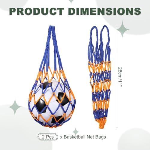 uxcell Basketball Net Bags, Nylon Soccer Ball Holder Portable Multifunctional Single Ball Mesh Net Bag for Storage Basketball Soccer Rugby Balls - color: Yellow/Blue