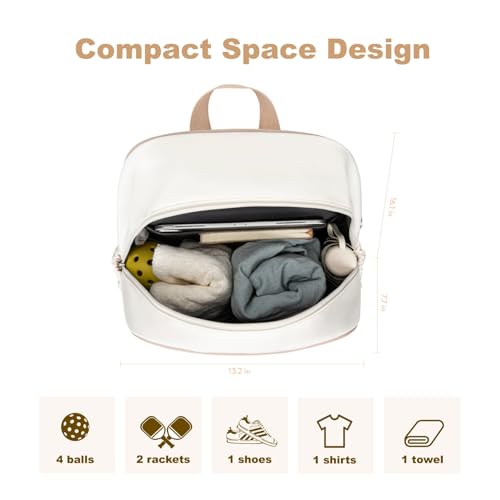 KAVIGOR Pickleball Bag, Quilted Pickleball Backpack with Shoe Compartment & Waterproof Pocket, Pickle Ball Paddle Bag Fits 2 to 4 Paddles for Women and Men - color: Beige