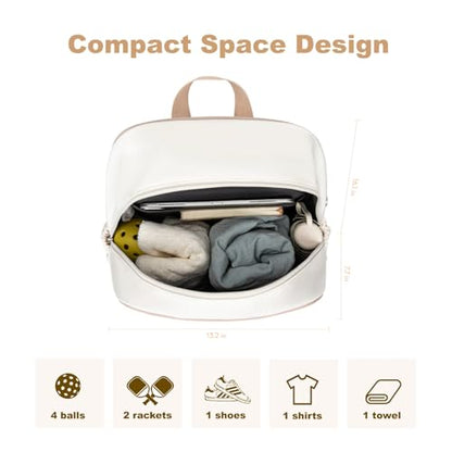 KAVIGOR Pickleball Bag, Quilted Pickleball Backpack with Shoe Compartment & Waterproof Pocket, Pickle Ball Paddle Bag Fits 2 to 4 Paddles for Women and Men - color: Beige