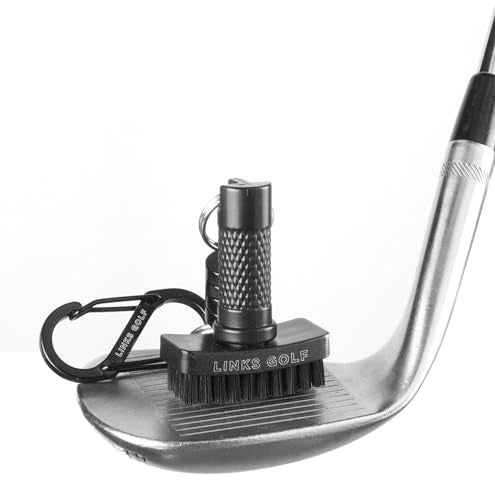 Links Golf – Mini Golf Club Brush, Portable Golf Club Cleaner with Quick-Release Magnet & S-Carabiner Clip, Heavy Duty Nylon Bristles for Golf Bag, Cart and Pants