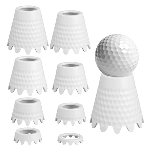 8pcs Golf Simulator Tees, 8 Size 0.4-2in/1-5cm Height Durable Plastic Golf Hitting Off Mats Tees Accessories for Indoor Outdoor Sim Practice Training Turf Driving Range (White)